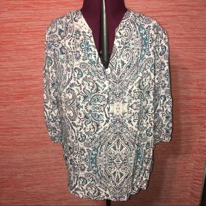 Katies White & Blue Patterned Tunic